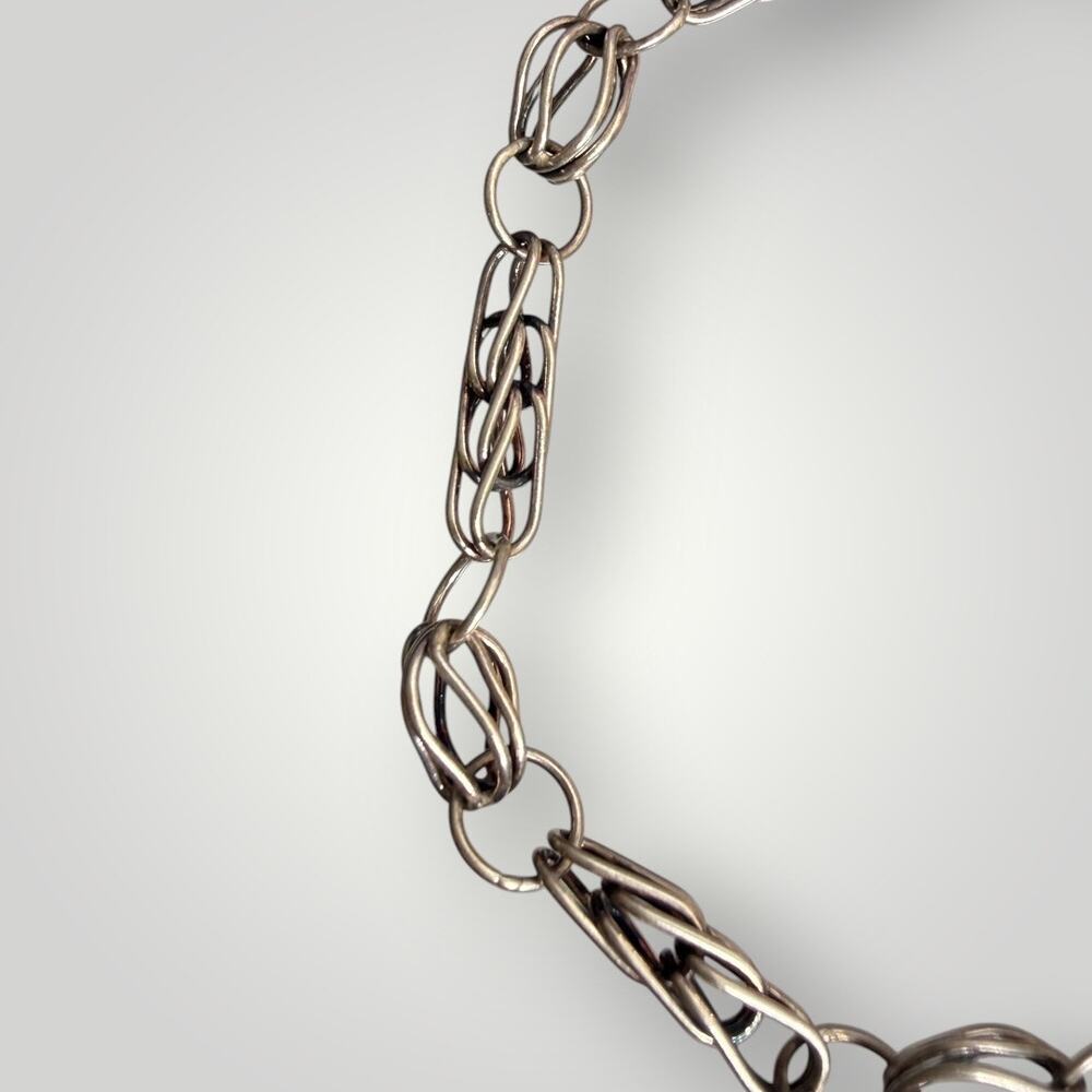 Vintage Sterling Silver 925 Fancy Open Link Bracelet 7.5” 6.4g - Picture 3 of 9